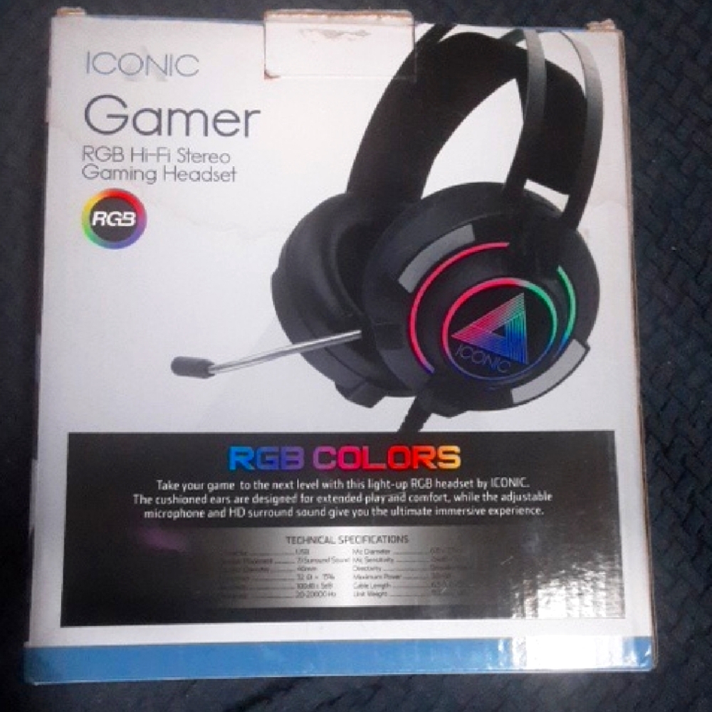 ICONIC London Black Gaming Headset with RGB Lighting